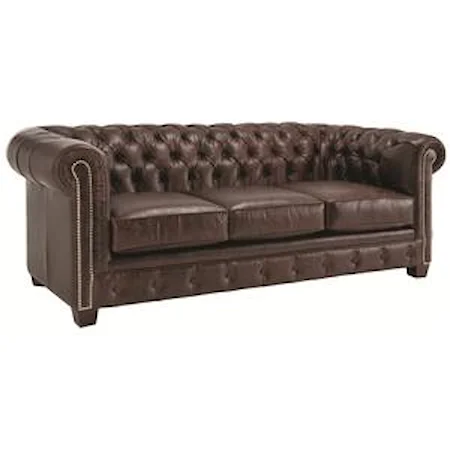 Traditional Styled Tuxedo Sofa with Deep Tufted Seat Back and Rolled Arms
